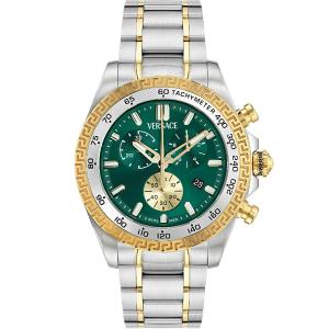 VERSACE Chrono X Green Dial 44mm Two Tone Gold Stainless Steel Bracelet VE9K00424 - 56730