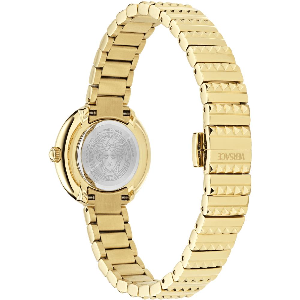 VERSACE Greca Goddess Petite Silver Dial 28mm Gold Stainless Steel Bracelet VEDFA0324