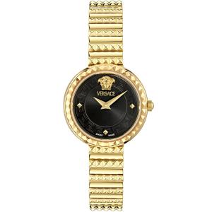 VERSACE Greca Goddess Petite Black Dial 28mm Gold Stainless Steel Bracelet VEDFA0524 - 52191