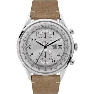 Visetti Apollo Multifunction 44mm Silver Stainless Steel Brown Leather Strap ZE-638SBE - 13458