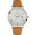 GUESS Three Hands 46mm Silver Stainless Steel Brown Leather Strap W0972G1 - 0