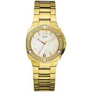 GUESS Crystals Three Hands 32mm Gold Stainless Steel Bracelet W13557L1 - 2797