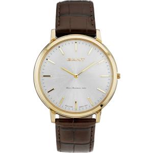 GANT Harrison Two Hands 41mm Gold Stainless Steel Brown Leather Strap W70604 - 10294