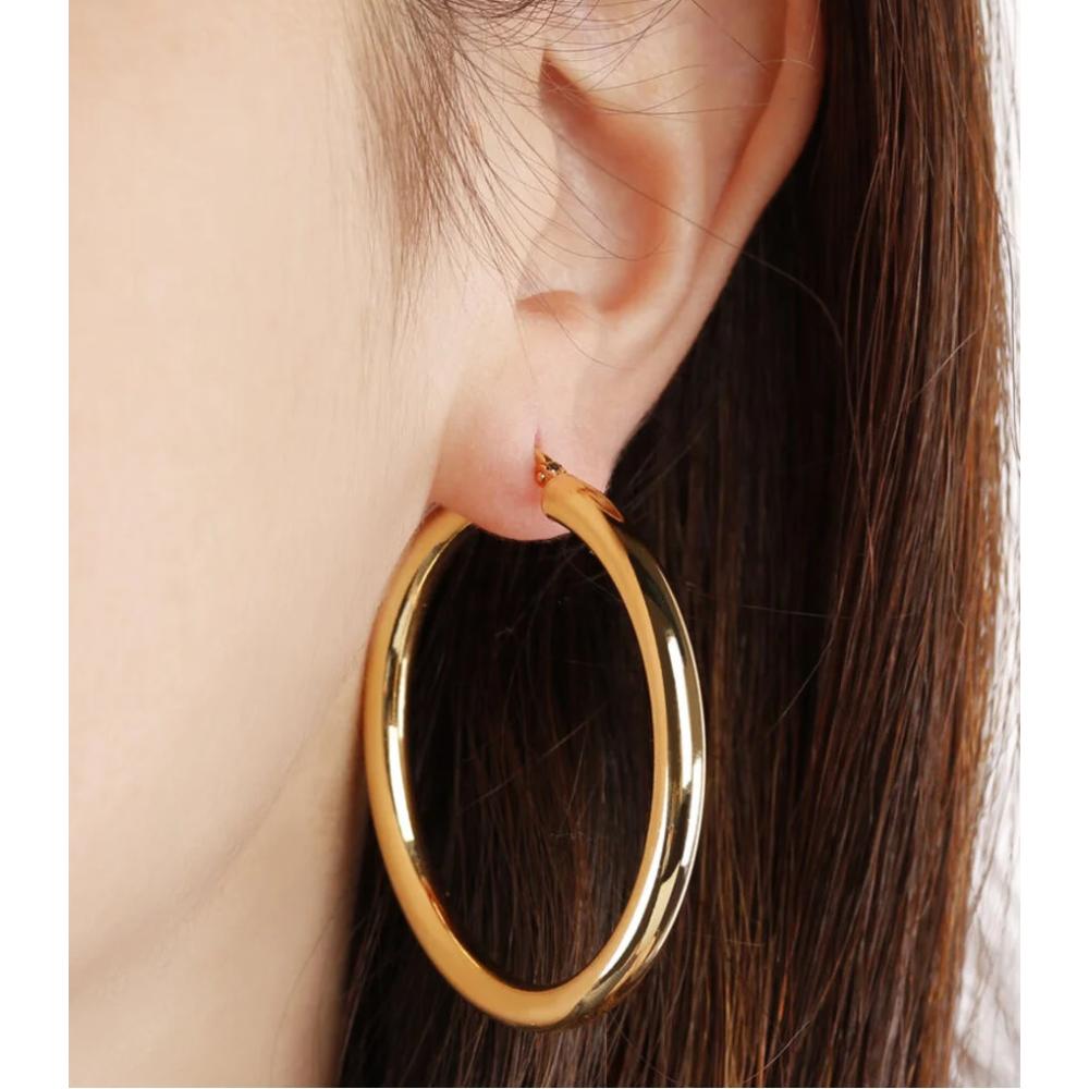 BRONZALLURE Golden Hoop Earrings Yellow Gold WSBZ00311Y.Y