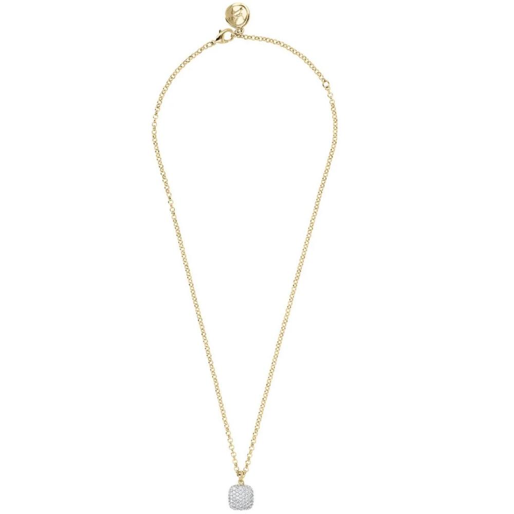 BRONZALLURE Yellow Gold Necklace with Pavé Square Pendant and Zirconia WSBZ00617Y.Y