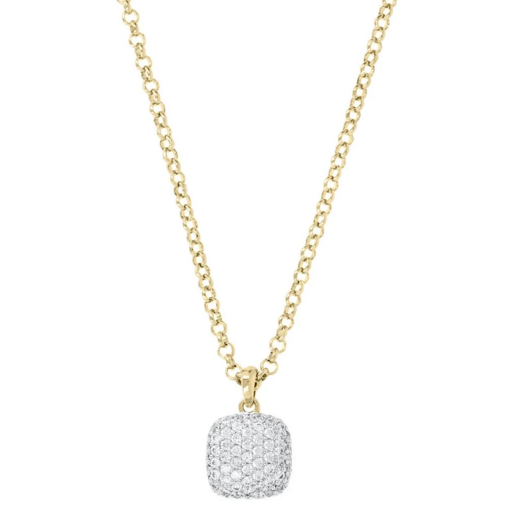 BRONZALLURE Yellow Gold Necklace with Pavé Square Pendant and Zirconia WSBZ00617Y.Y