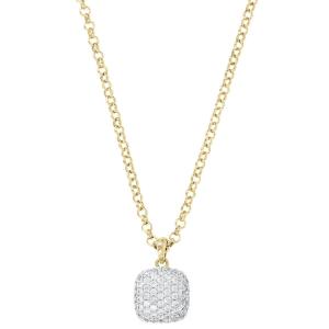 BRONZALLURE Yellow Gold Necklace with Pavé Square Pendant and Zirconia WSBZ00617Y.Y - 44617