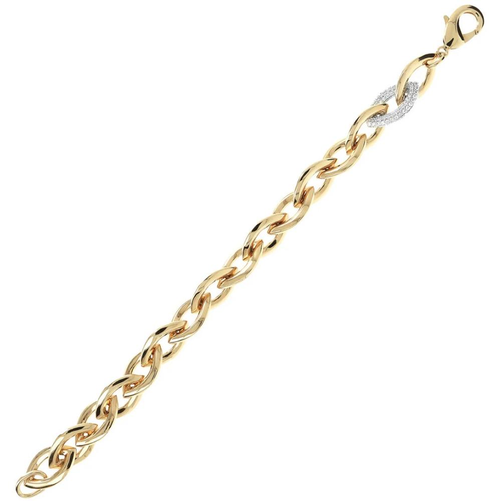 BRONZALLURE Yellow Gold Marquise Bracelet with Pavé Element in Cubic Zirconia WSBZ01038Y.WY