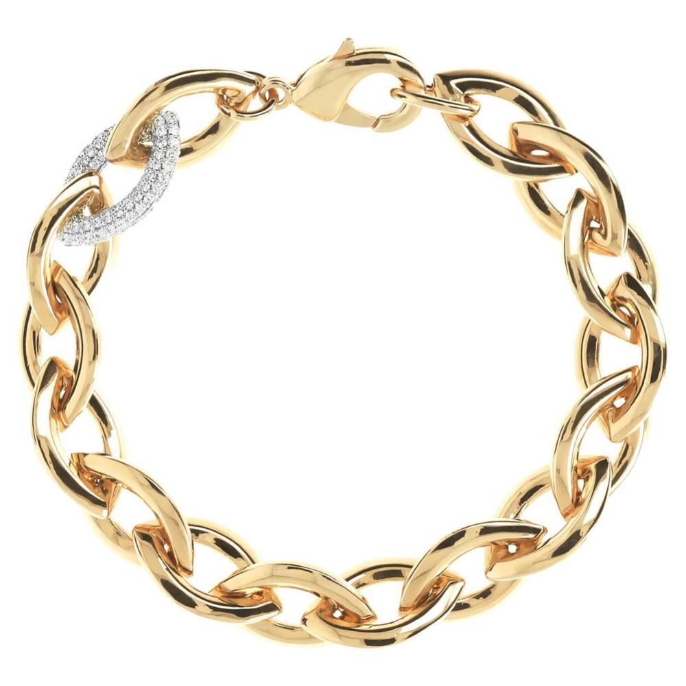 BRONZALLURE Yellow Gold Marquise Bracelet with Pavé Element in Cubic Zirconia WSBZ01038Y.WY