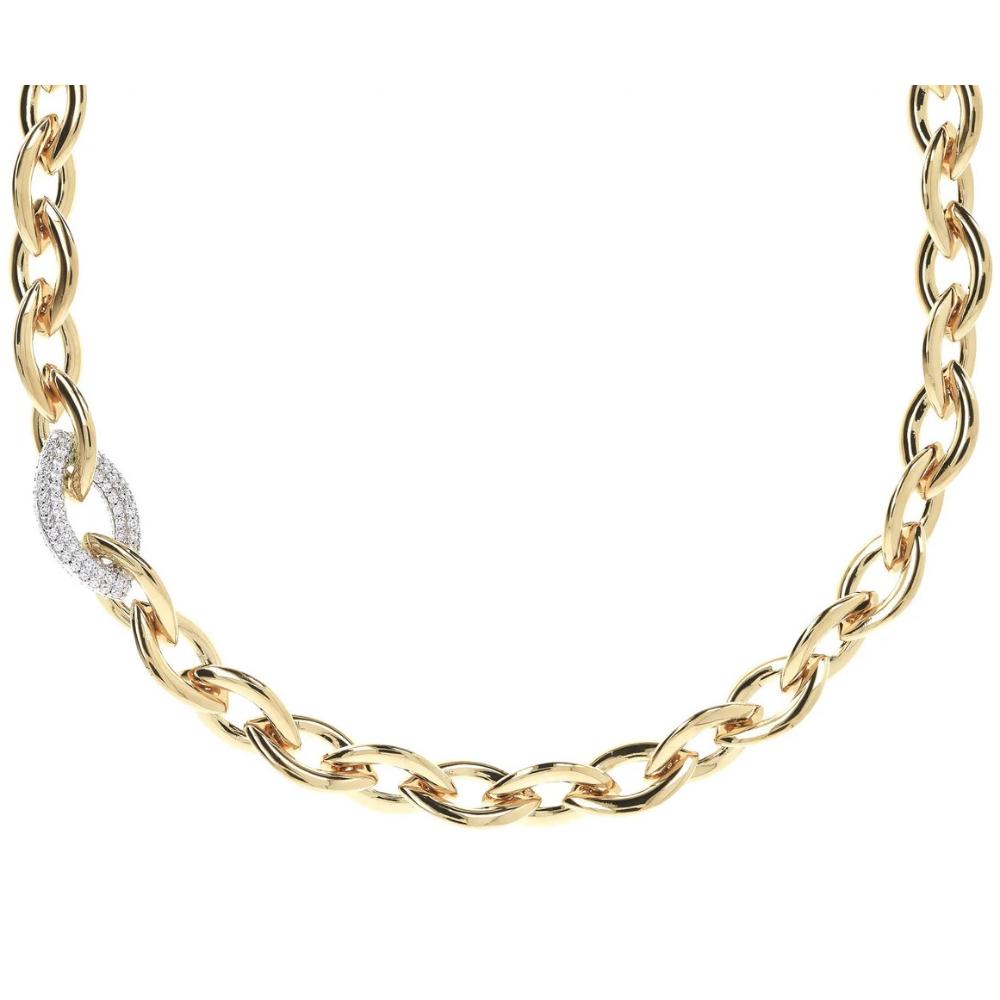 BRONZALLURE Yellow Gold Marquise Necklace with Pavé Element in Cubic Zirconia  WSBZ01111Y.WY