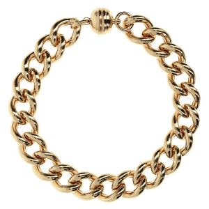 BRONZALLURE Golden Curb Chain Bracelet Maxi Diamond Cut Links Yellow Gold WSBZ01117Y.Y - 44561