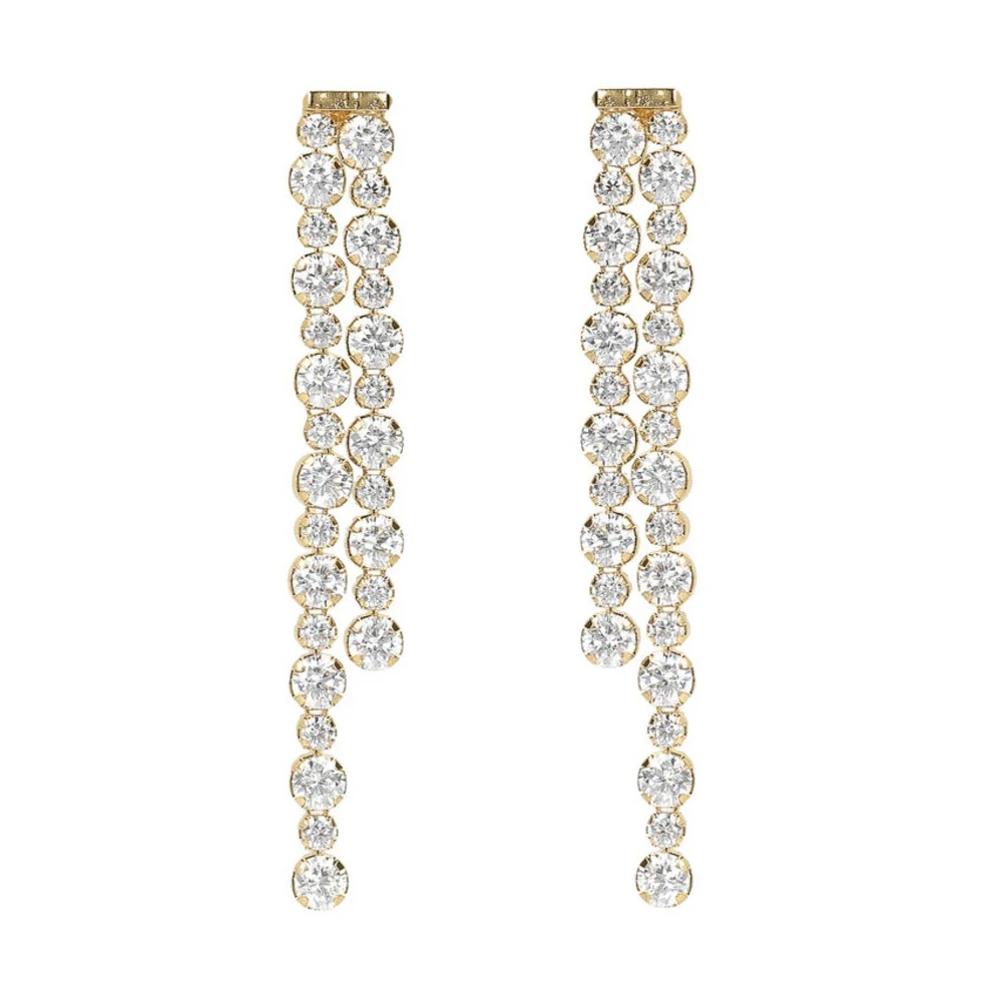 BRONZALLURE Yellow Gold Tennis Double Earrings with Cubic Zirconia WSBZ01589Y.Y