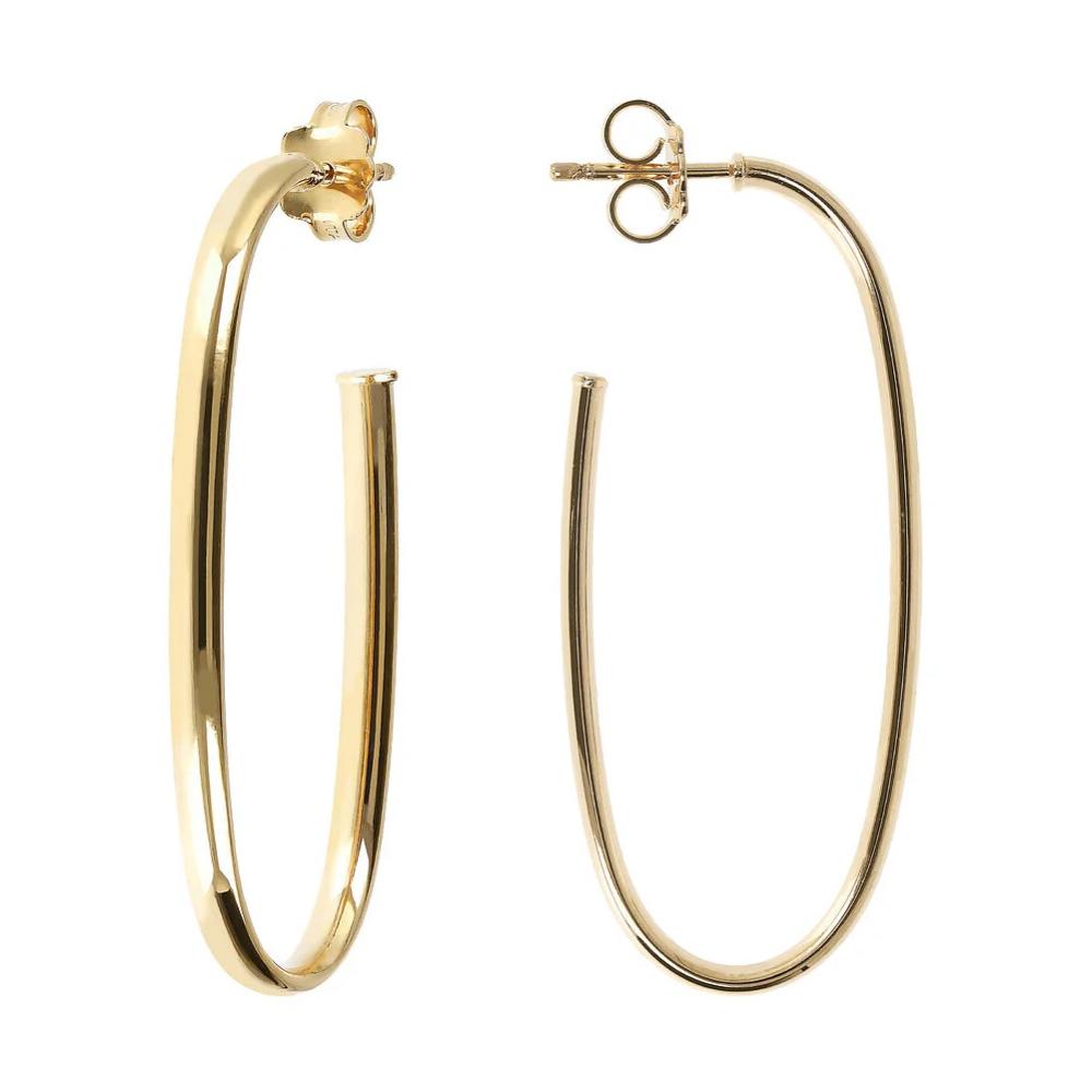 BRONZALLURE Yellow Gold Semi-oval Hoop Earrings WSBZ01666Y.YG