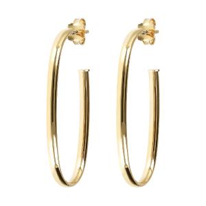 BRONZALLURE Yellow Gold Semi-oval Hoop Earrings WSBZ01666Y.YG - 44646