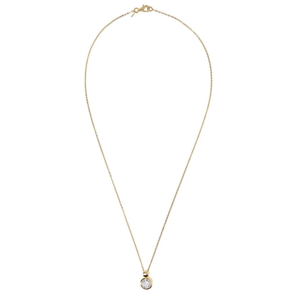 BRONZALLURE Yellow Gold Necklace with Light Point Pendant in Cubic Zirconia WSBZ01805Y.Y