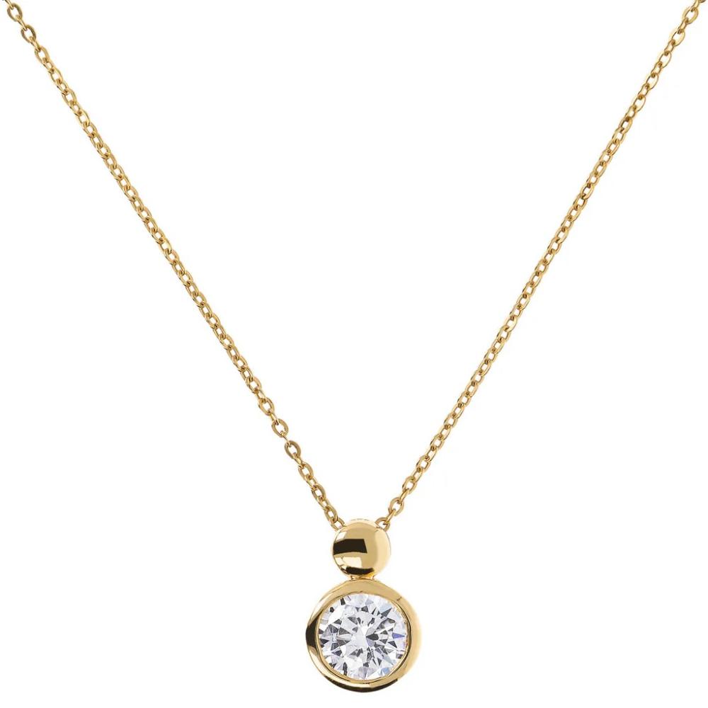 BRONZALLURE Yellow Gold Necklace with Light Point Pendant in Cubic Zirconia WSBZ01805Y.Y
