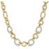 BRONZALLURE Yellow Gold Rolo Chain Necklace with Pavé Elements with Cubic Zirconia WSBZ01847Y.W - 0