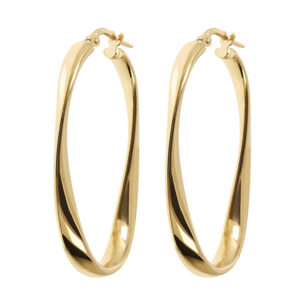 BRONZALLURE Yellow Gold Twisted Hoop Earrings WSBZ01877Y.Y