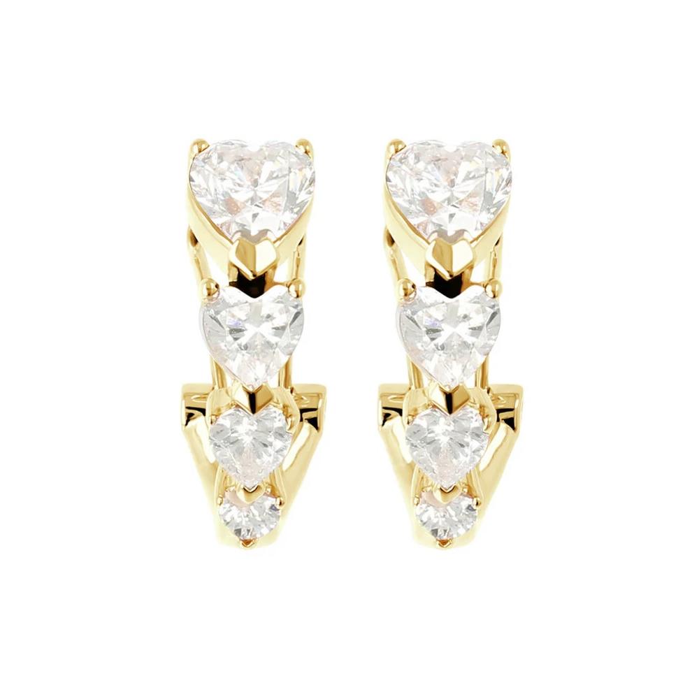 BRONZALLURE Four Hearts Earrings Yellow Gold with Cubic Zirconia WSBZ02000Y.Y-W
