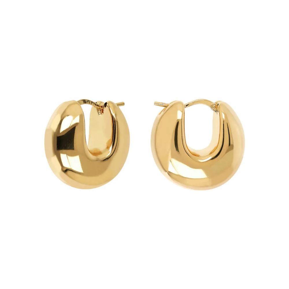 BRONZALLURE Yellow Gold Bold Huggies Hoop Earrings WSBZ02178Y.YG