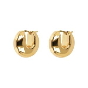 BRONZALLURE Yellow Gold Bold Huggies Hoop Earrings WSBZ02178Y.YG - 44659