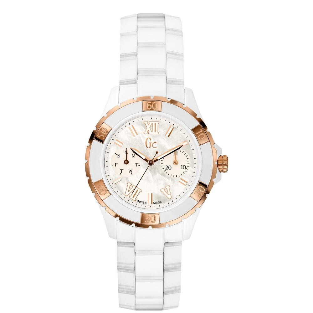 GUESS COLLECTION Sport Class XL-S Glam Multifunction 36mm White Ceramic Bracelet X69003L1S