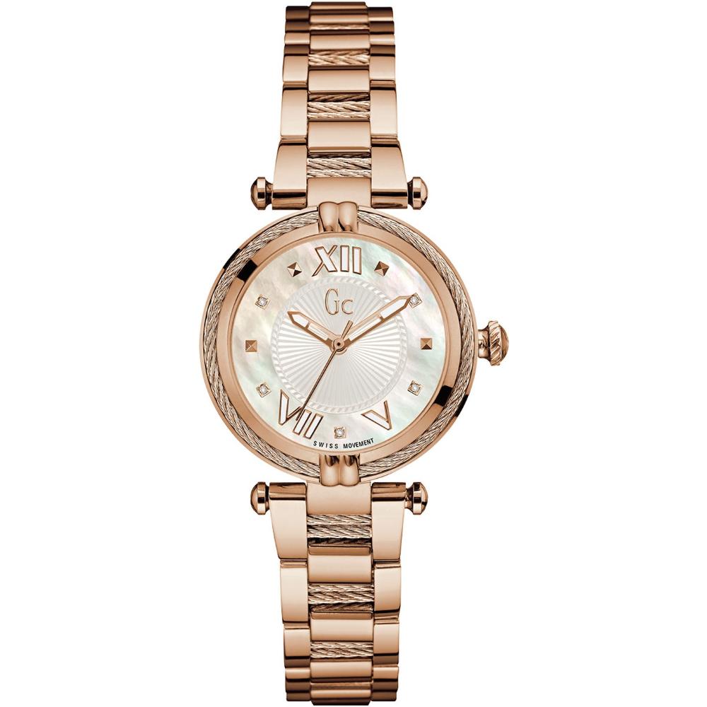 GUESS COLLECTION Cablechic Three Hands 32mm Rose Gold Stainless Steel Bracelet Y18114L1