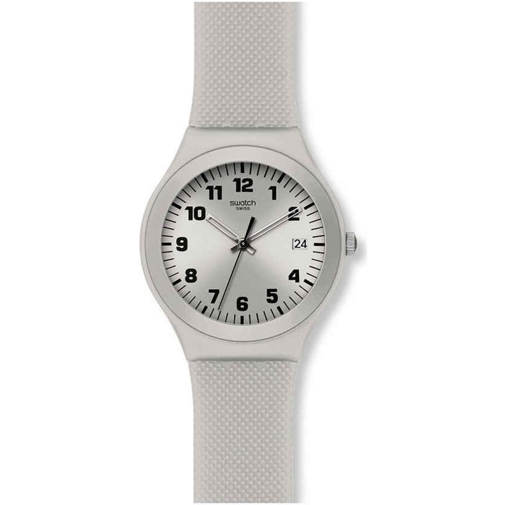 SWATCH Silver Effect Three Hands 40mm Silver Stainless Steel Gray Silicon Strap YGS4032