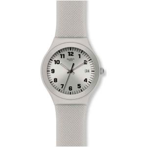 SWATCH Silver Effect Three Hands 40mm Silver Stainless Steel Gray Silicon Strap YGS4032 - 1740