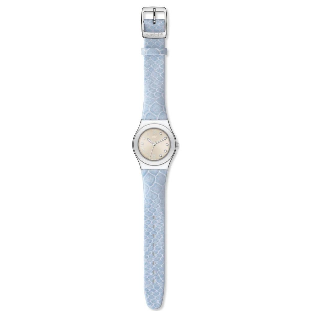 SWATCH Heartfelt Three Hands 33mm Silver Stainless Steel Light Blue Leather Strap YLS165