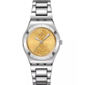 SWATCH Blossom Time Petal Swirl 33mm Silver Stainless Steel Bracelet YLS236G - 59936