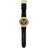 SWATCH Golden Hide Chronograph 47mm Gold Stainless Steel Black Leather Strap YOG403 - 1