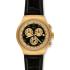 SWATCH Golden Hide Chronograph 47mm Gold Stainless Steel Black Leather Strap YOG403 - 0