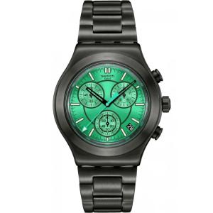 SWATCH Irony Chronograph Obsessively Obsidian 43mm Black Stainless Steel Bracelet YVM407G - 52379