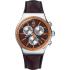 SWATCH Prisoner Chronograph 43mm Silver Stainless Steel Brown Leather Strap YVS413 - 0