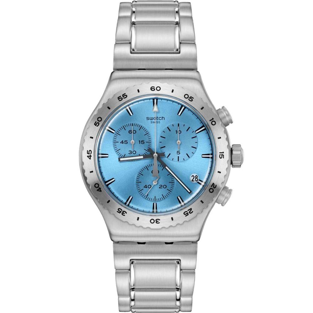 SWATCH Irony Chronograph That'S So Peachy 43mm Silver Stainless Steel Bracelet YVS528G