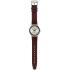 SWATCH Four Stitches Three Hands 41mm Silver Stainless Steel Brown Leather Strap YWS423 - 1