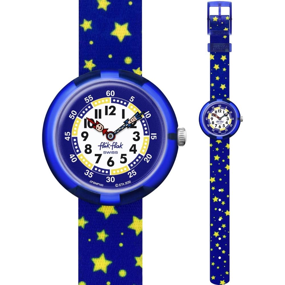 FLIK FLAK In The Stars Two Hands 32mm Blue Fabric Strap ZFBNP183