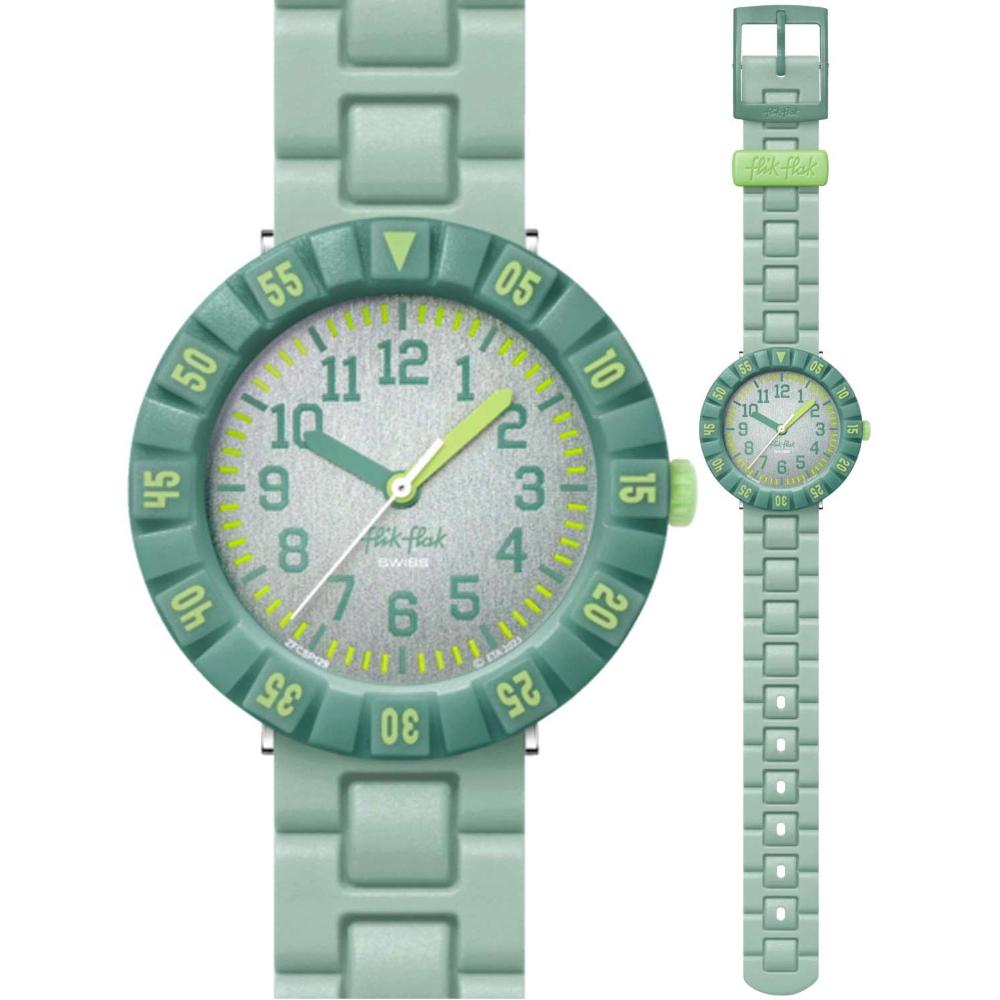 FLIK FLAK Time To Discover Greenology 36.70mm Green Silicone Strap ZFCSP129