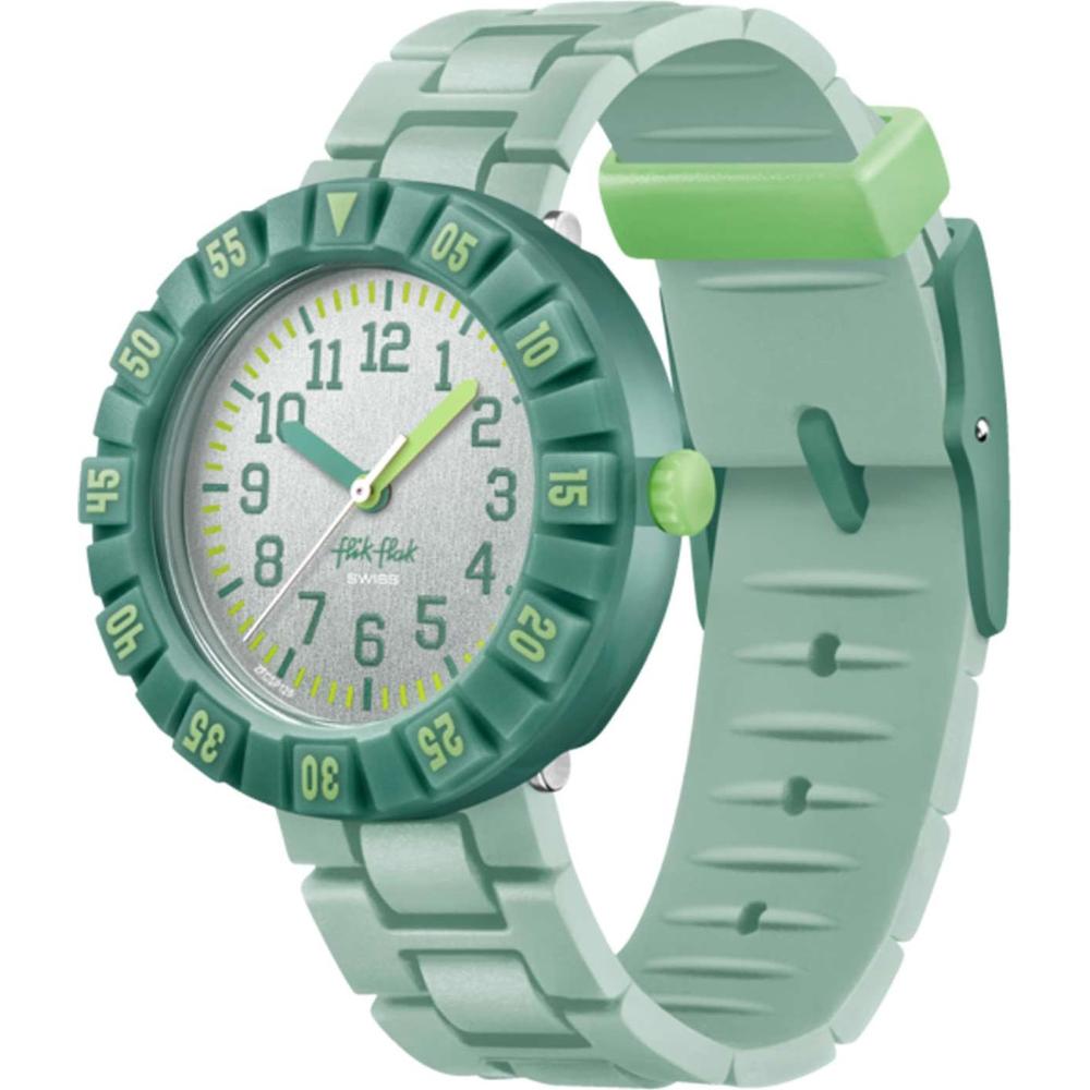 FLIK FLAK Time To Discover Greenology 36.70mm Green Silicone Strap ZFCSP129