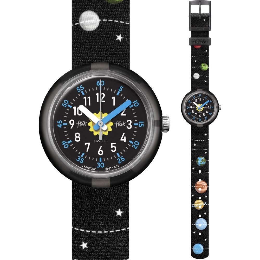 FLIK FLAK Space Trip Solar System 31.85mm Black Fabric Strap ZFPNP097