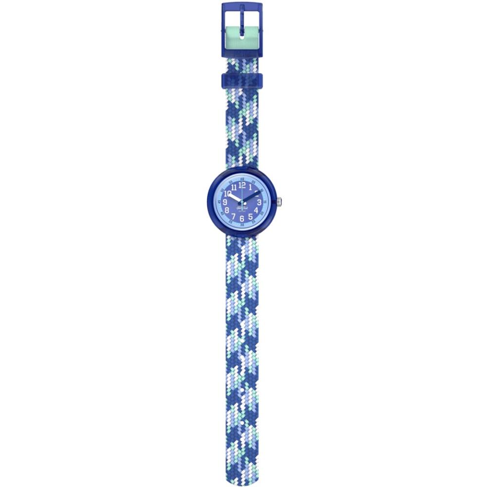 FLIK FLAK Power Time Braid In Blue 31.85mm Multicolour Fabric Strap ZFPNP169