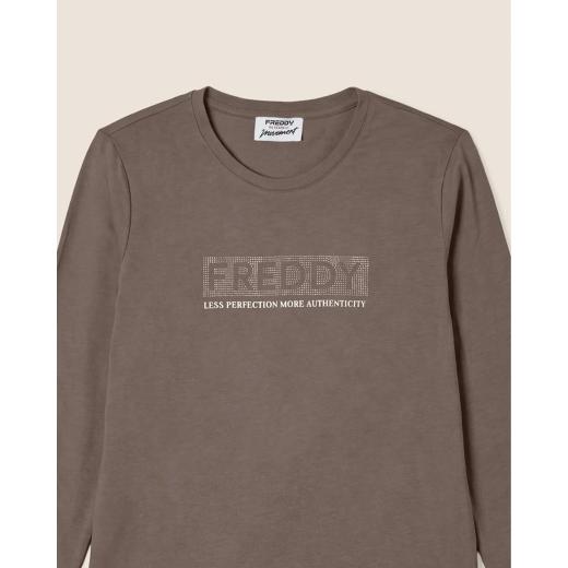 FREDDY Women's long-sleeved t-shirt with studded logo 1
