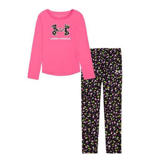 UNDER ARMOUR Girl's Long Sleeve Logo Tee and Printed Leggings Set 0