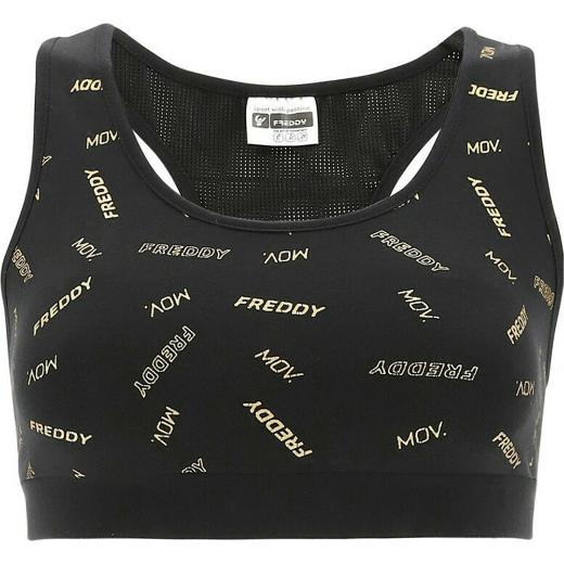 FREDDY Sports bra with a gold all-over FREDDY MOV. print αθλητικά μπουστάκια γυναικεία 0