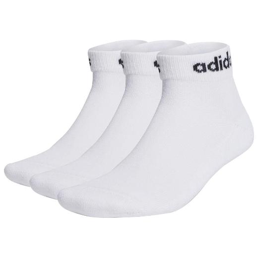 ADIDAS Linear Αθλητικές Κάλτσες Λευκές 3 Ζεύγη