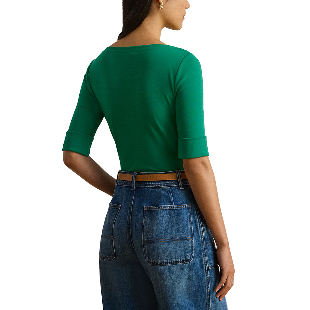 LAUREN RALPH LAUREN RFND STRTCH 1X1 RIB-ELB SLV BT NK TOP 200654963098 2