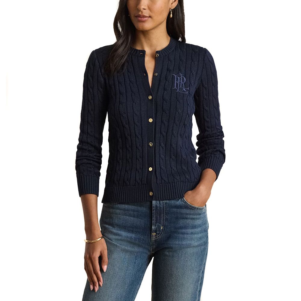 RALPH LAUREN BR RAYON PLTD CTN-SWEATER-CARDIGAN 200P14040 1