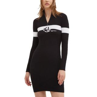 KARL LAGERFELD HALF ZIP STRIPE KNIT DRESS 245J1310