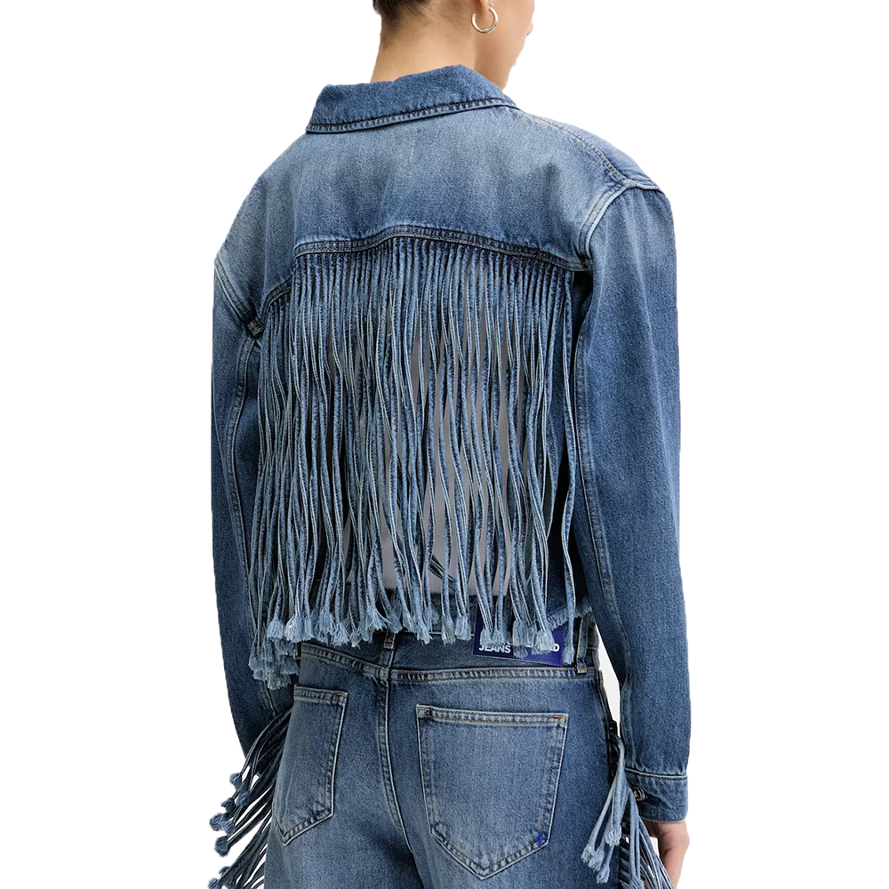KARL LAGERFELD KLJ RELAXED FRINGED DENIM JKT A2W14013 1